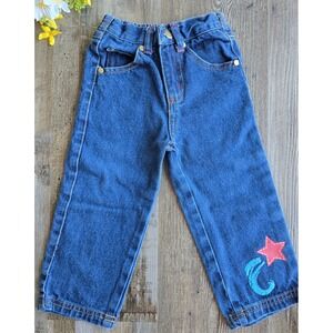 Vintage Y2K‎ Kid Zone Girls 2T Blue Denim Jeans Star Elastic High Waist